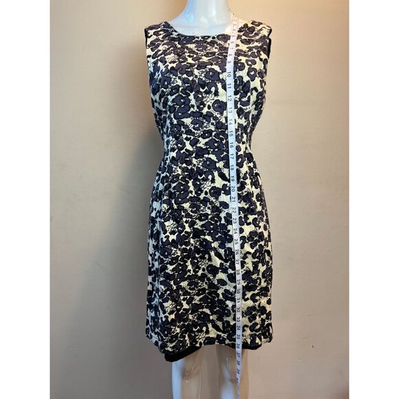 Jade Sheath Midi Dress Floral Round Neck Abstract Sleeveless Black Size Medium - Picture 3 of 8